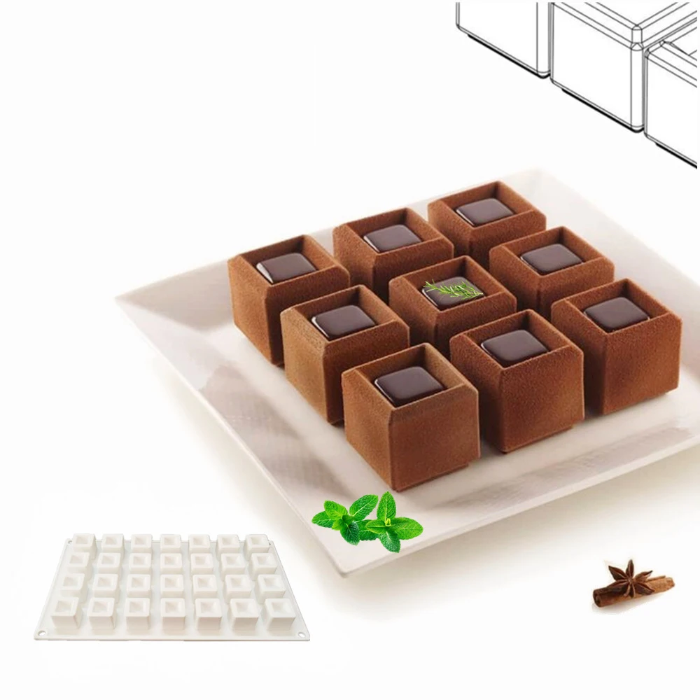 35 Holes Cube Silicone Chocolate Mold For Pastries Sandwich Candy Mould DIY Mousse Bakeware Cake Decor Baking Tools | Дом и сад