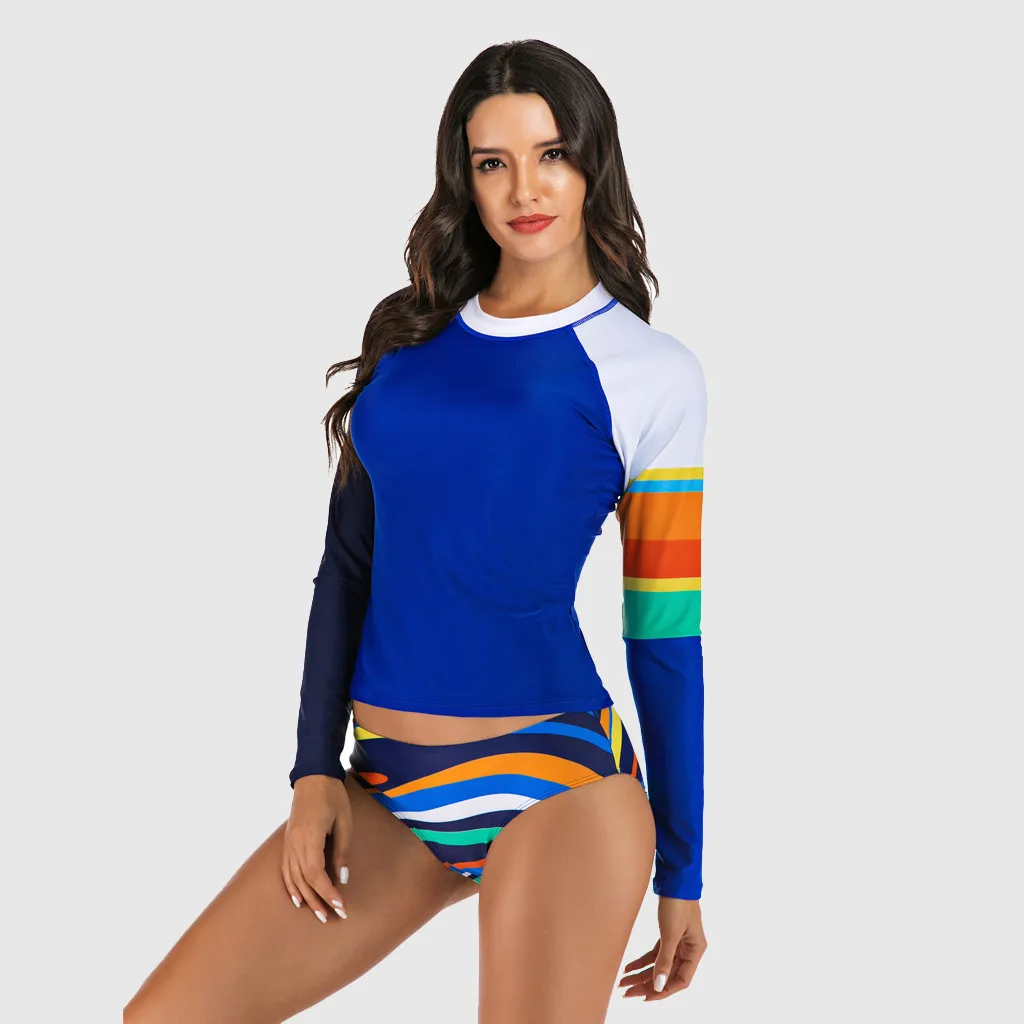 Женский костюм для серфинга SAGACE купальный с длинным рукавом и принтом в полоску