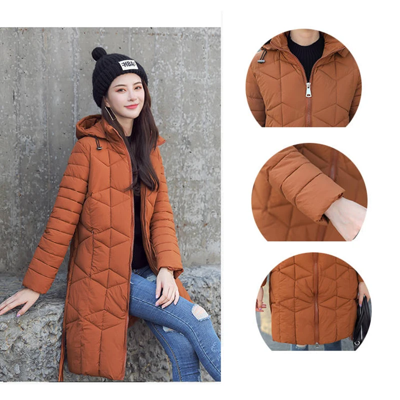 2019 Nueva Parkas mujer abrigo de invierno engrosamiento algodón chaqueta верхняя одежда parkas para largo con capucha | Женская