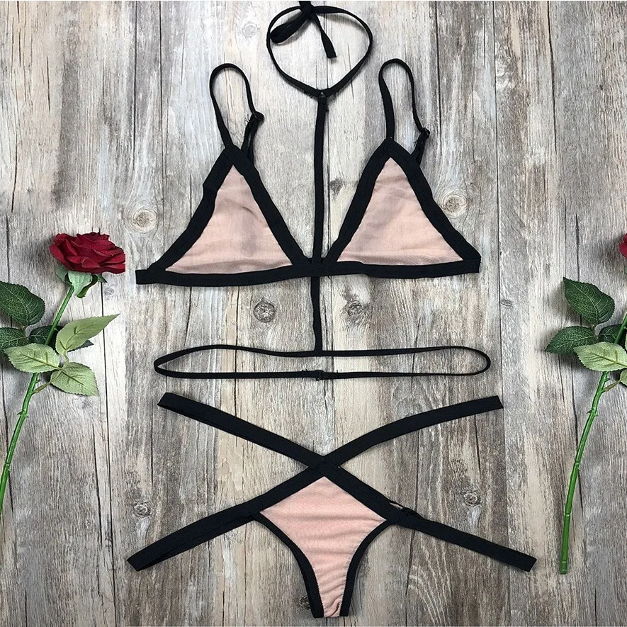 Женский комплект нижнего белья сексуальный кружевной с бюстгальтером Сетчатое