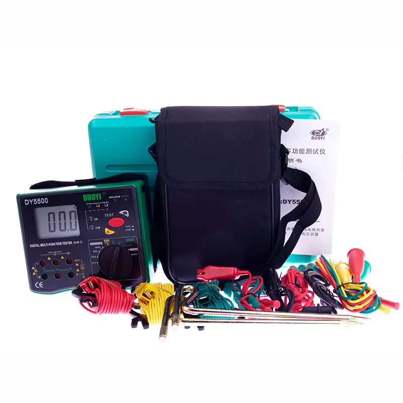 

DY5500 4 in 1 Digital Multifunction Resistance Tester Multimeter Insulation Earth Voltmeter Measuring Phase Indicator