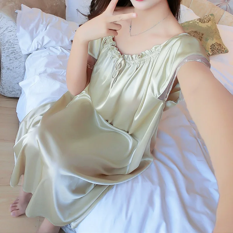 Новая модная женская ночная рубашка мягкое платье для сна с коротким рукавом и