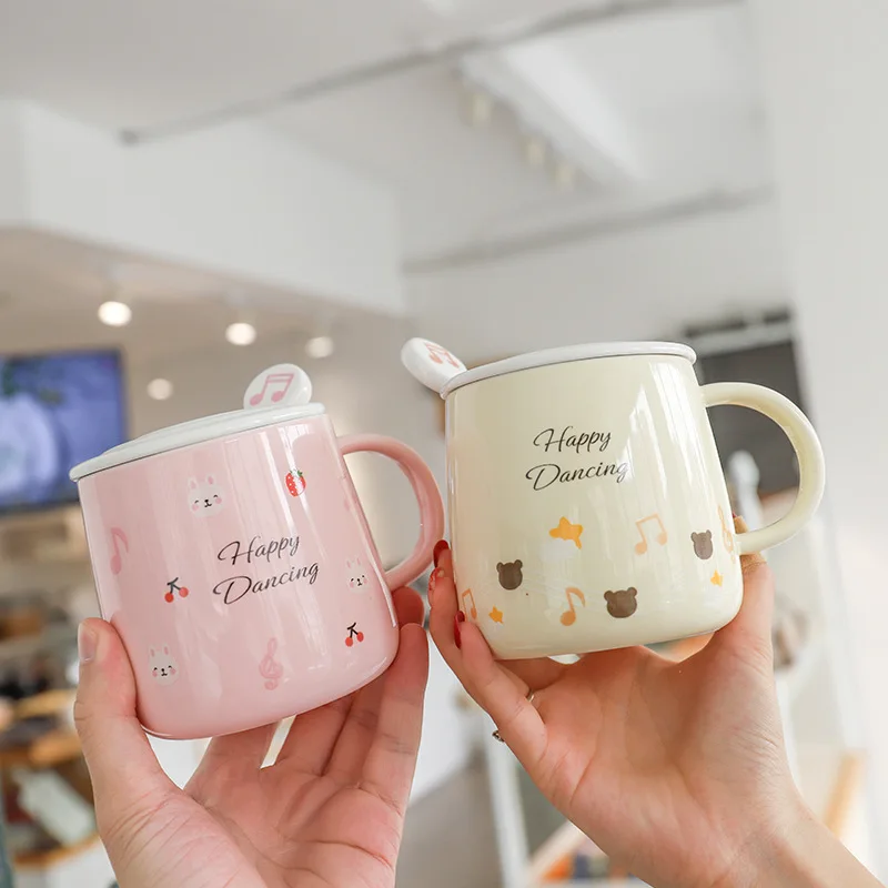 Кружка с рисунком кролика и ложкой креативная фарфоровая кружка для кофе латте