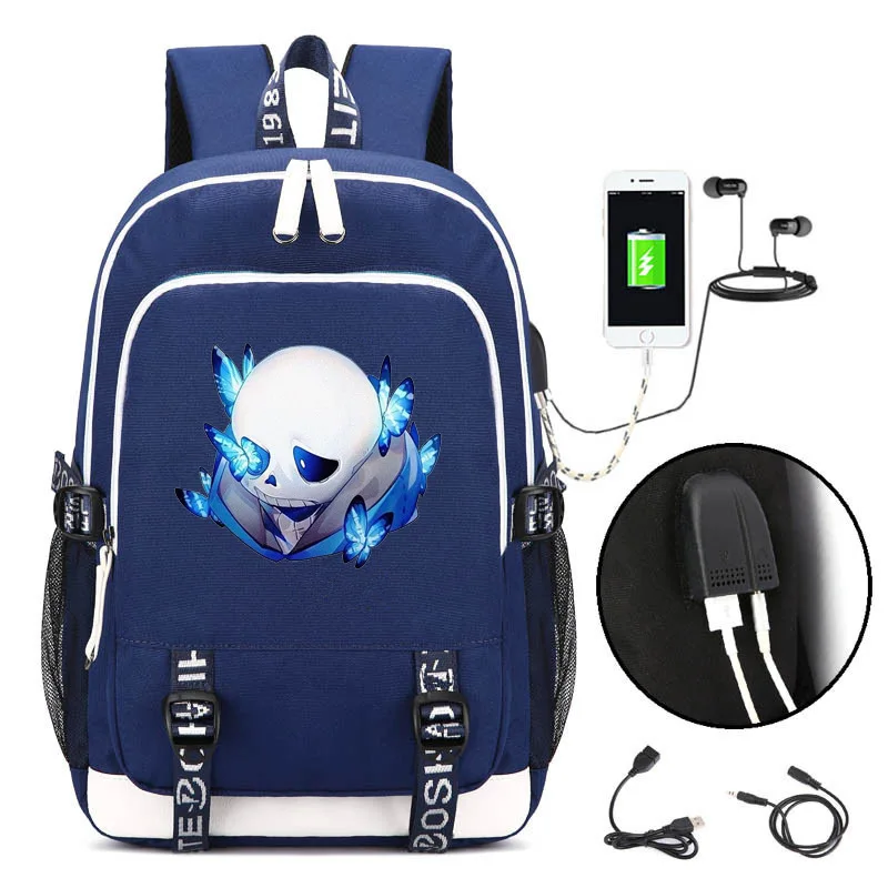 Школьный ранец Undertale Cos с USB разъемом крутой рюкзак для косплея рисунком скелета