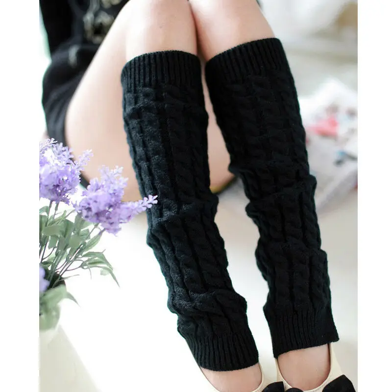1 Pair Women Leg Warmer Knit Solid Crochet Boot Socks Femme Warm Knee High Cuffs Toppers Winter Warmers Calcetines Mujer | Женская
