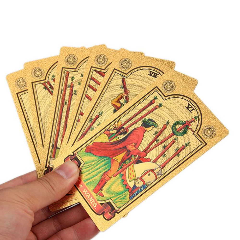 Gilded คลาสสิก Waite Tarot Deck ทองฟอยล์สไตล์ Divination คำทำนาย Fortune Telling การ์ด Friend Party Entertainment Board เกม