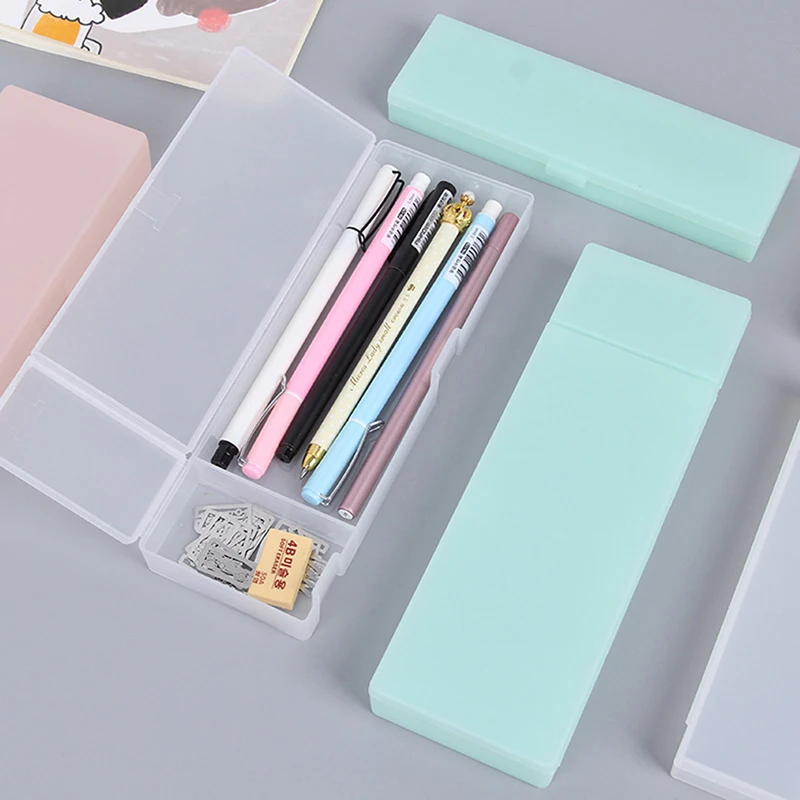 

New Creative Simple Transparent Pencil Case School Student Plastic Stationery Storage Pens Box Learning Office Gifts Supplies