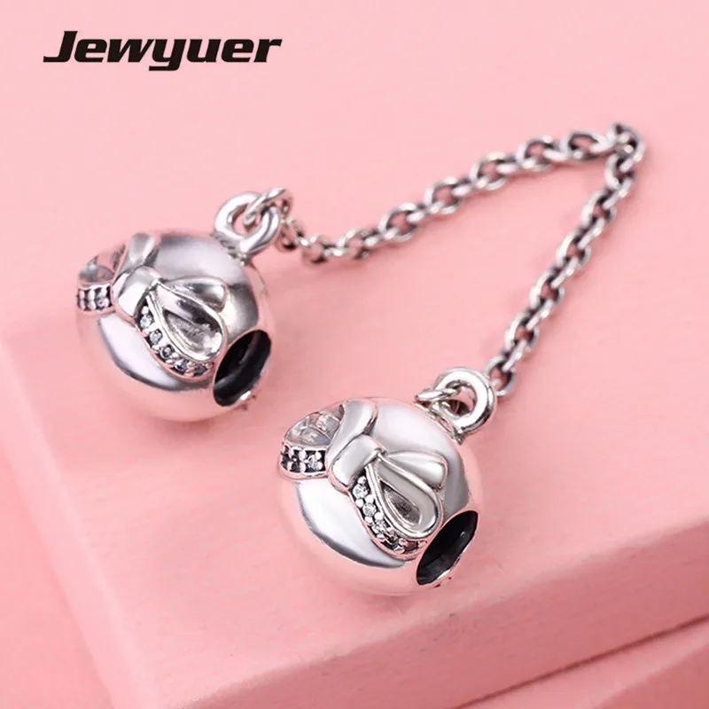 

Bow silver charms 925 sterling silver jewelry fit Sterling-silver-jewelry bracelet DIY Christmas gift DIY safety chain SF806