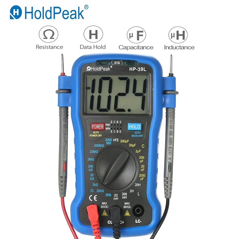 Цифровой мини мультиметр HoldPeak тестер с автоматическим выбором диапазона True RMS NCV