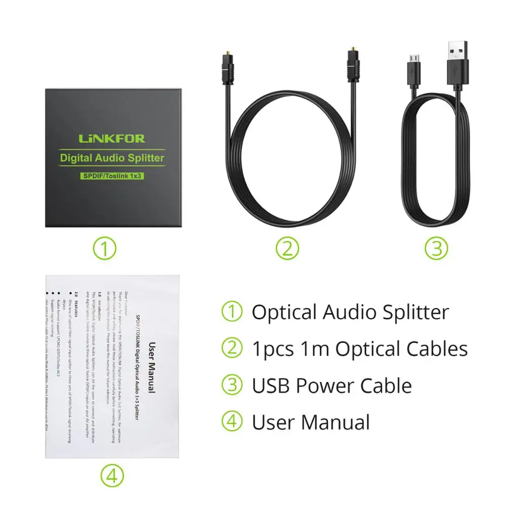 Prozor 3 порта SPDIF Toslink оптический цифровой аудио сплиттер 1x3 конвертер 1 в Out порт