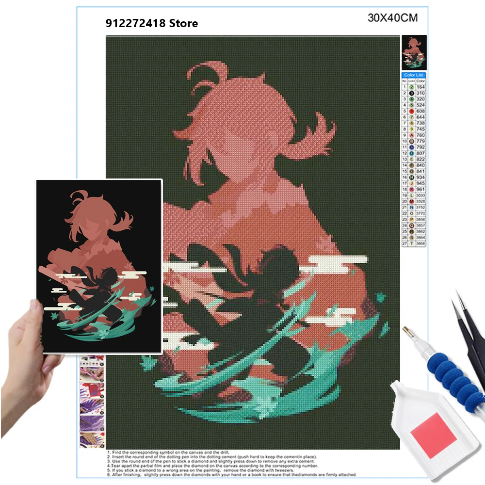 

Алмазная живопись 5D «сделай сам», Постер воздействия Genshin, аниме наборы для вышивки крестиком, картина, мозаика, алмазная вышивка, домашний д...