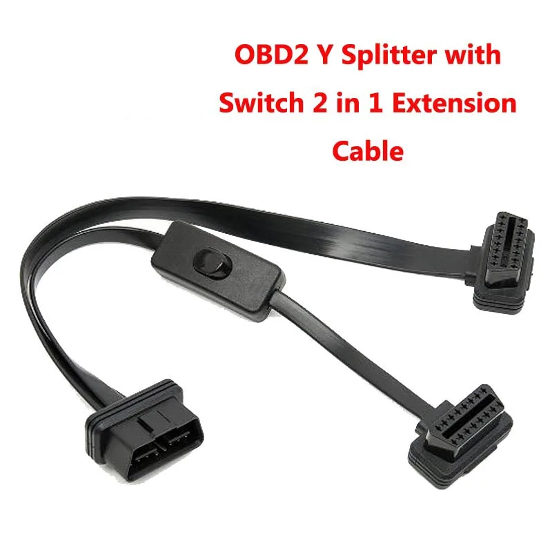 OBD2 Y сплиттер 1 в 2 Удлинительный кабель Ультратонкий локтевой диагностический