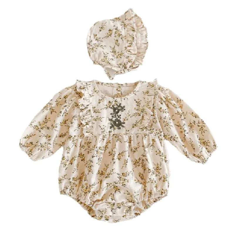 

Newborn Baby Romper for Girl Fashion Embroidery Long Sleeve Jumpsuits 2021 Autumn New Cotton Thicken Kids Clothes Girls 0-2Y