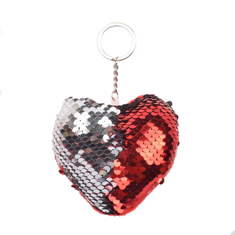 Материал с пайетками Персиковое сердце дизайн русалка хлопок брелок сумка кулон