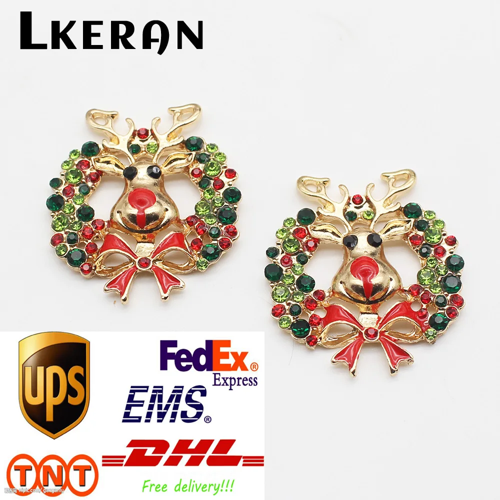 Ree FedEx-bot&oacute;n plano de diamantes de imitaci&oacute;n de Metal, decoraci&oacute;n con tema navide&ntilde;o, 100 piezas, puede soportar mezcla de colores para suministros de costura de ropa DIY-0