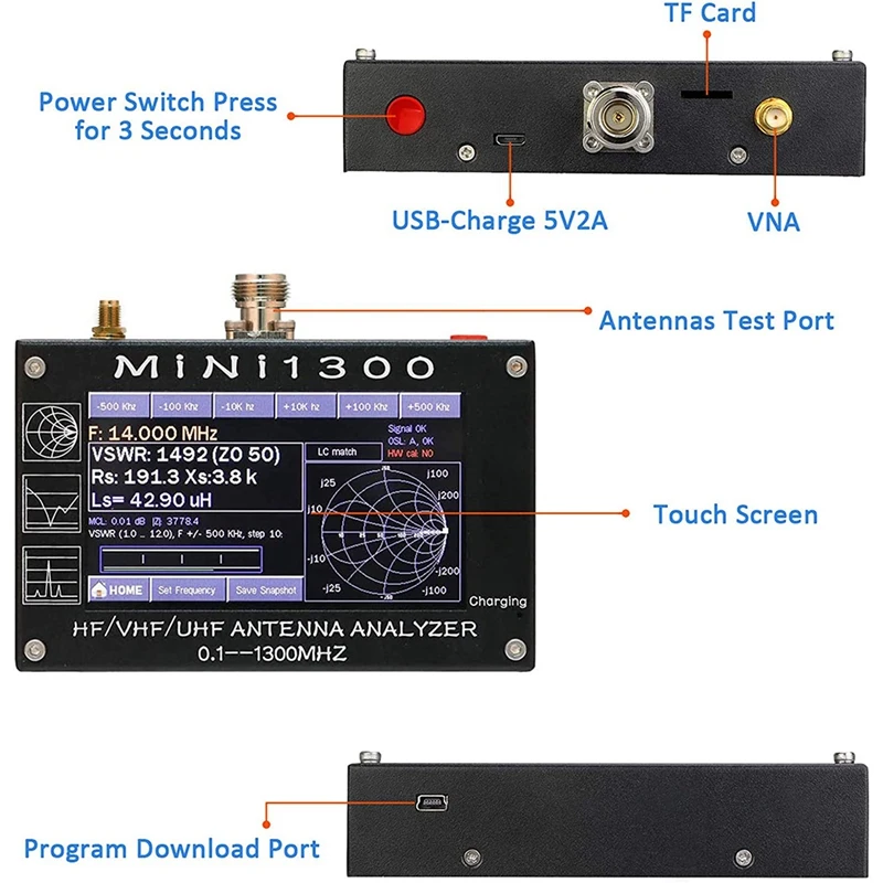 Векторный анализатор сети Mini1300 0 1 1300 МГц Hf Vhf Uhf антенна Swr измеритель частоты