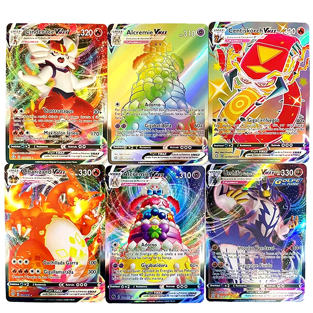 Spanish Pokemon Cards Vmax Card Charizard Spain Pokémon Shining Pikachu Espanol Display Playing Game Childern Kids Toy Gift | Игрушки и