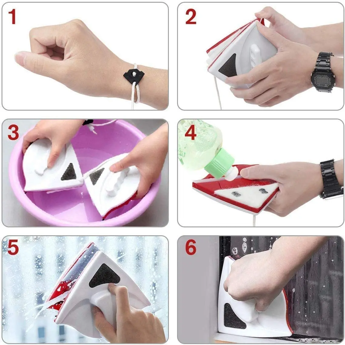 Двухсторонний магнитный очиститель стекла|Чистящие щетки| |