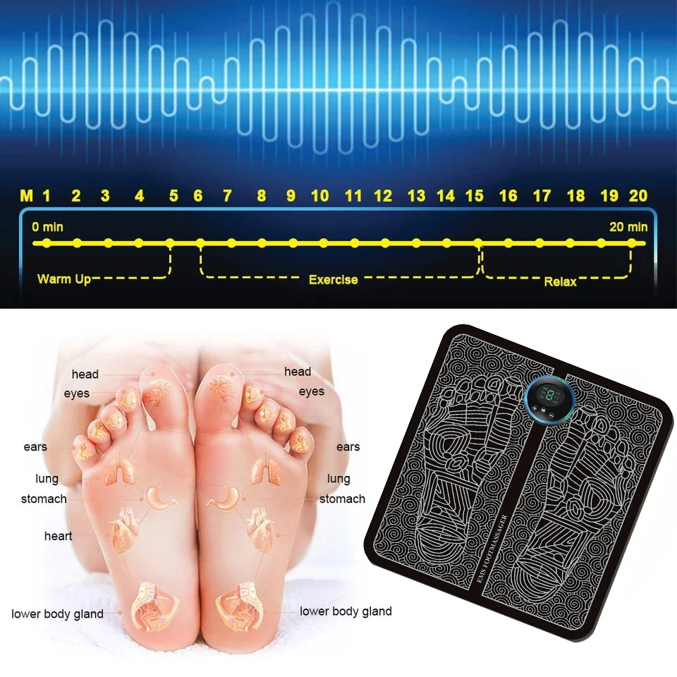 

tens fisioterapia foot massager mat massageador pes muscular Electric EMS Health Care relaxation terapia fisica massage salud