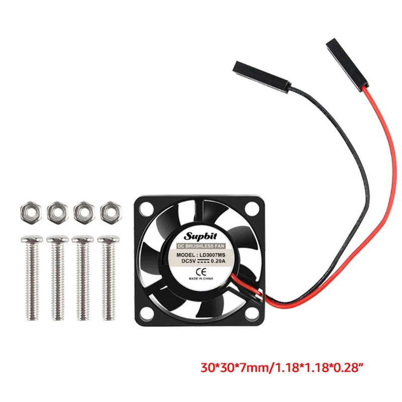 2Pcs DC Brushless Cooling Fan 30x 30mm Cooler Heatsink Radiator One-to-Two Pin 3.3V 5V for Raspberry Pi 3 B +/3/2/B +/NESPi D7WC |