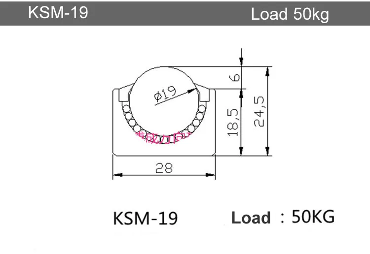 Прямая с фабрики KSM-8/12/15/19 точность универсальный шариковый подшипник ролики/колеса, прямой соединитель с внутренней резьбой, масло трансмиссии, systefurniture колеса - Цвет: KSM-19