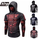 Мужская толстовка с капюшоном и маской в виде черепа, свитшот с имитацией двух предметов, мужской пуловер в стиле панк для бега, эластичная уличная одежда, толстовка, мужской костюм