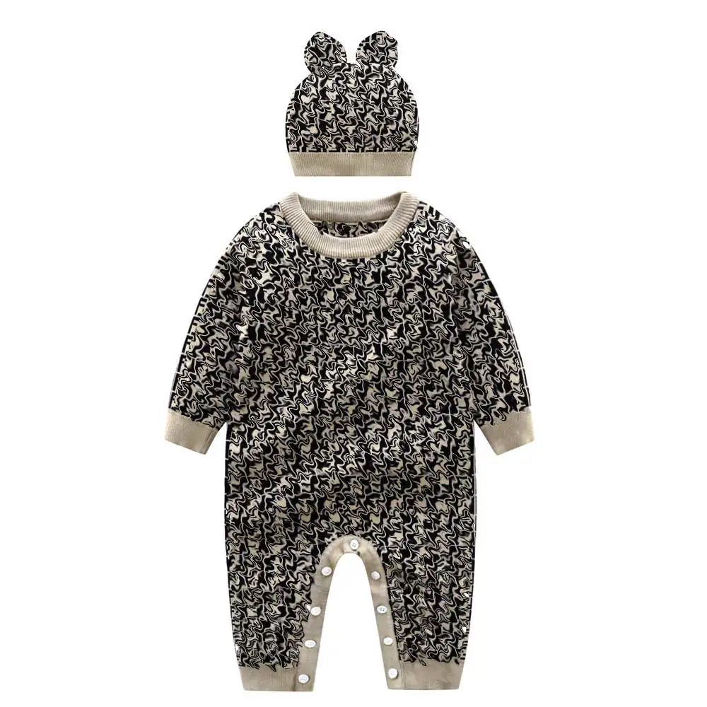 

F203001 High Quality Baby Girls Clothing Set Soft and Breathable Newborn Baby Clothes Set For Boys Kids Jumpsuit+Hat 2pcs