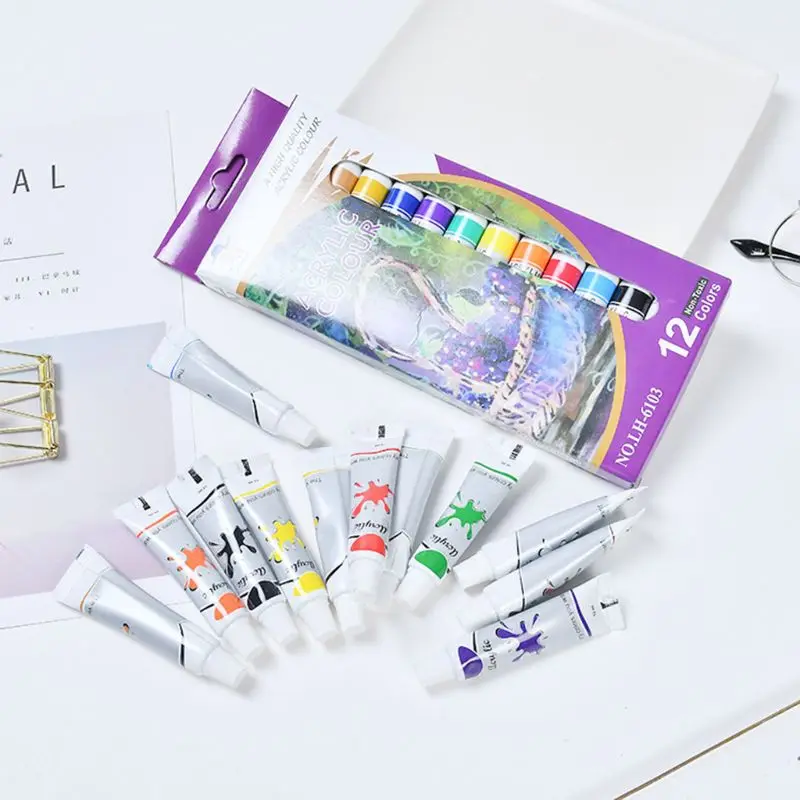 

W3JD 12 x 12ml Heavy Body Colors Rich Pigments Acrylic Paint Set for Painting Crafts