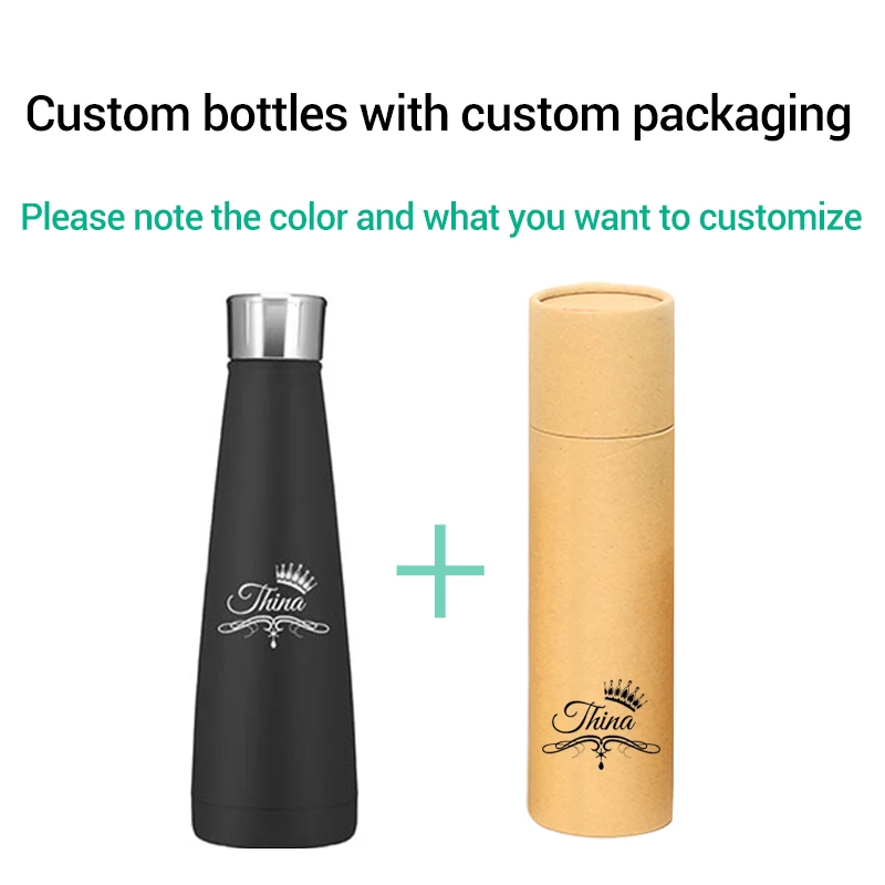 Thermos With Packing 1 шт. термос с логотипом на заказ из нержавеющей стали, бутылки для воды с вакуумной изоляцией, чашка для улицы, колба, протеиновый спортивный шейкер, посуда для напитков - Цвет: Thermos With Packing