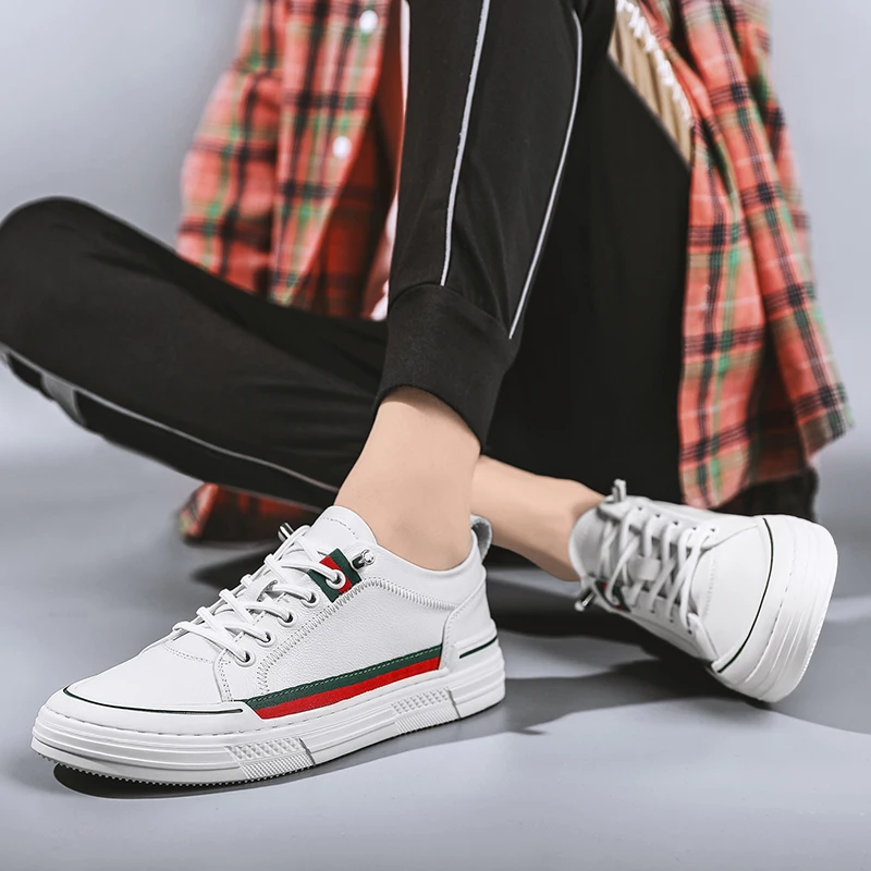 

YTSN High Quality Shoes Men's Leather Shoes Men's Casual Shoes Men's Sports Men's Breathable Lace Up Men's Flat Shoes