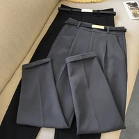 2021 spring and summer new casual pants womens fashion loose black wild carrot nine point suit pants harem pants