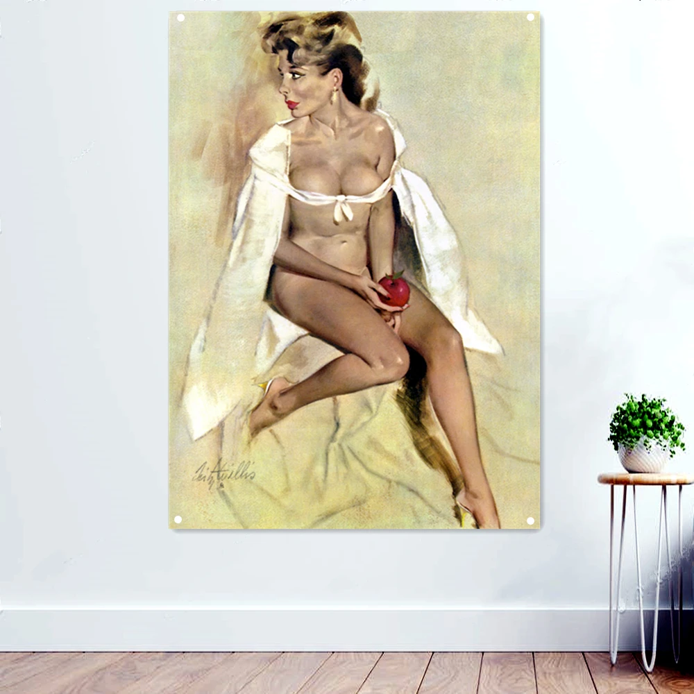 

Vintage Sexy Girl Decorate Banner 50 Years of American Pin-Ups Posters Wall Art Flag Mural For Living Room Bedroom Dormitory F6