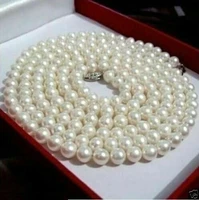 hot sell 36inch 8 9mm aaa round akoya white cream pearl necklace