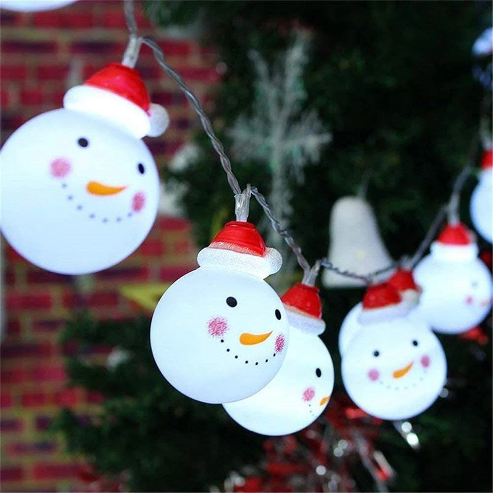 

LED Snowman Christmas Tree Garland String Lights Snowflakes String Fairy Lamp Hanging Ornaments for 2020 Navidad Natal New Year