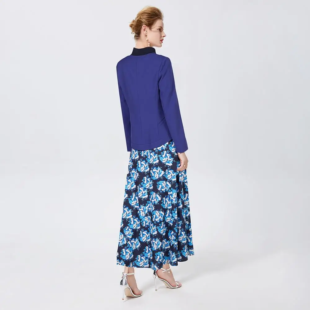 

[2020 spring summer new style ] slim collar, waist, short coat, fashion, floral halter skirt, two-piece suit
