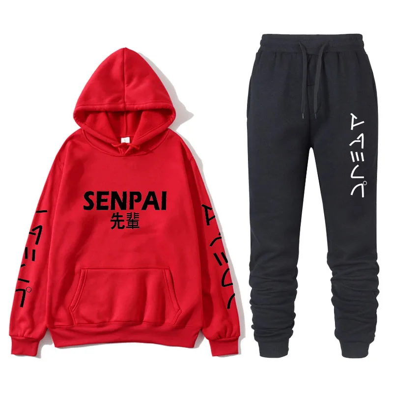 

Two piece Hoodie Sweatshirt suit, Harajuku printed sportswear, men's casual sportswear, wool trousers, jogging jumpers.