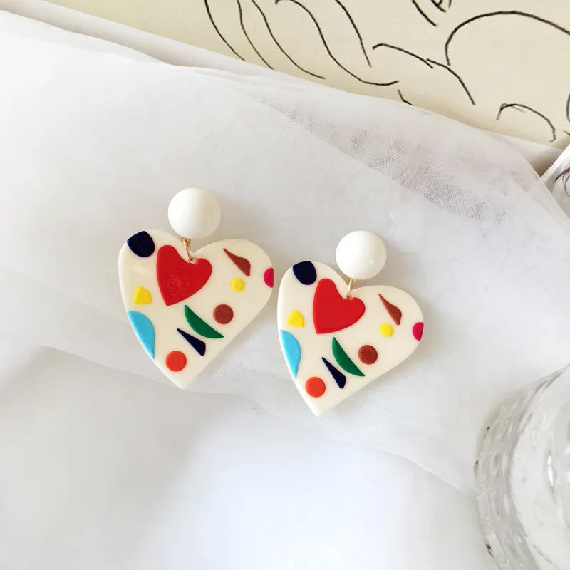 

Resin Fashion Multi Hyperbole Heart Earrings Wholesale Big Dangle Earrings