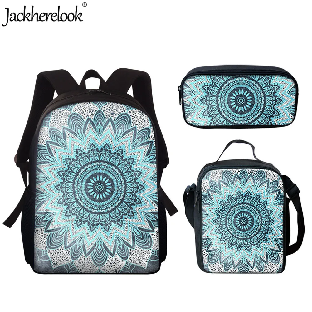 Jackhereluk 2020 3 комплекта/шт., школьные сумки для девочек-подростков, синий Bohochic мандаловый цветочный дизайн, рюкзак на плечо, женский, Mochila Mujer