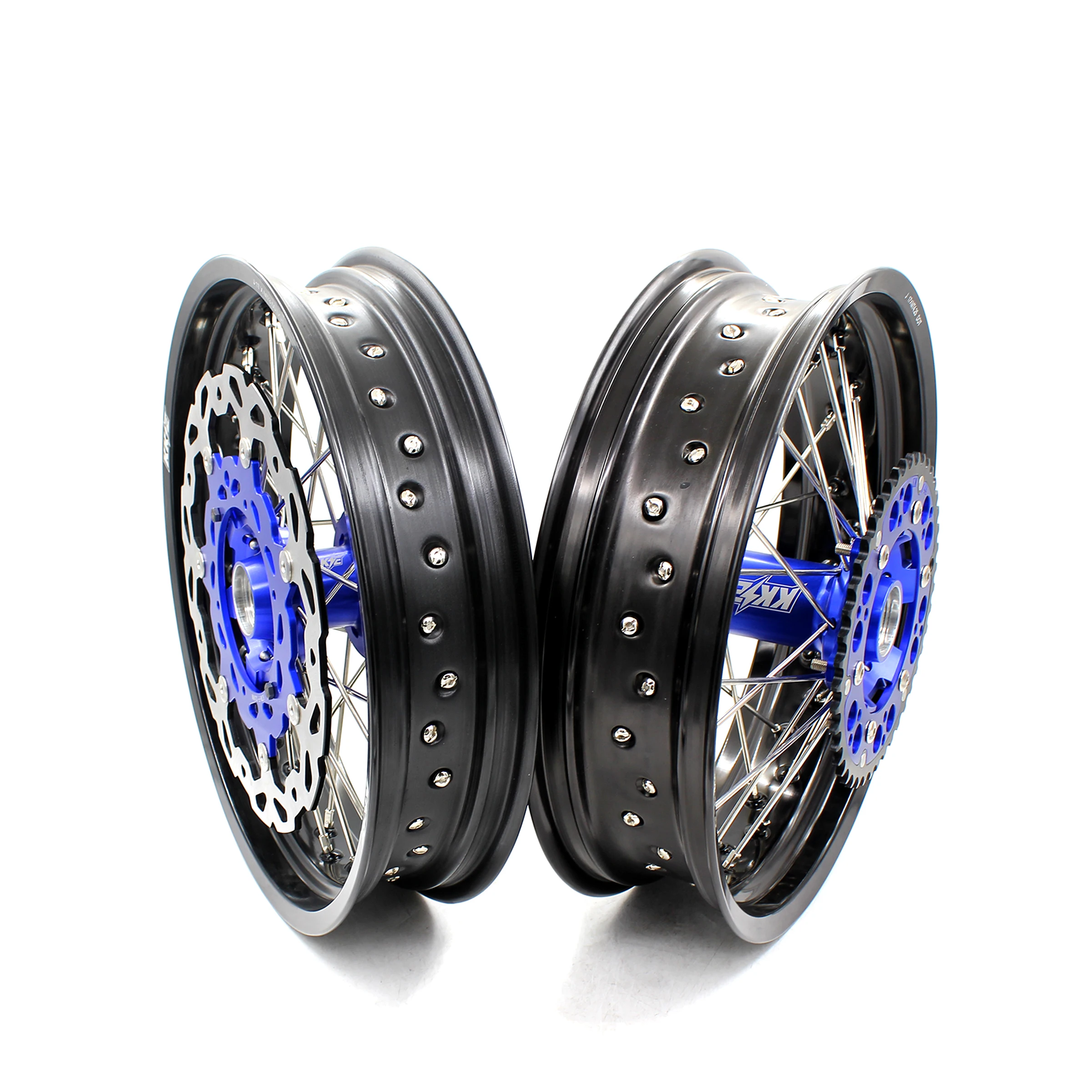 KKE 3.5/4.25 Complete Spoked Wheels Rims Set For KTM EXC SXF SX XCW XC 125-530CC 2003-2021 Blue Hub Rear 220MM Disc | Автомобили и