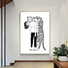 Постер AFFLATUS с леопардовым принтом для девушек, настенное художественное изображение на холсте, черно-белые плакаты и принты, настенные картины для украшения гостиной