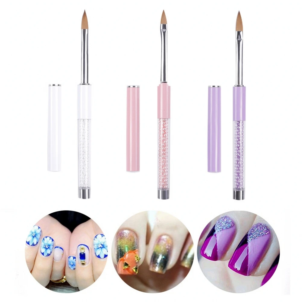 

1Pcs Pearl Tip Nail Pen Manicure Phototherapy Gel Painted Carved Mink Hair Crystal Pen DIY Manicure Tool