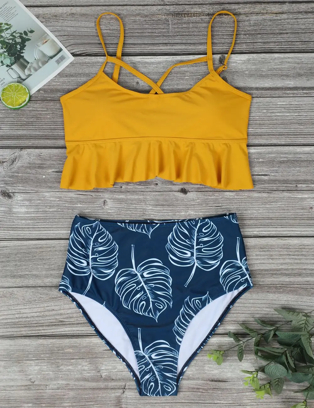 Женский купальник для беременных с цветочным принтом и шнуровкой из двух частей