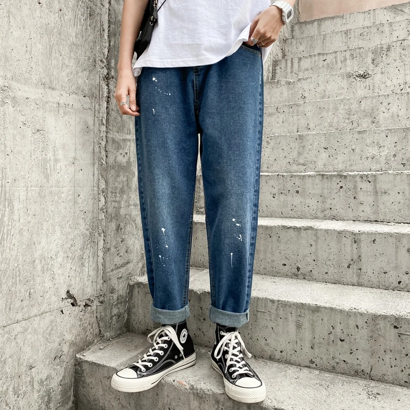 Мужские джинсовые штаны WWKK винтажные прямые шаровары с мешковатым ремнем в