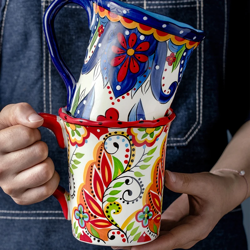 Керамическая кружка "Богемная кружка" объемом 500 мл для завтрака, кофе, молока, чая, фруктового сока, парная кружка для пары "Творческая кружка"