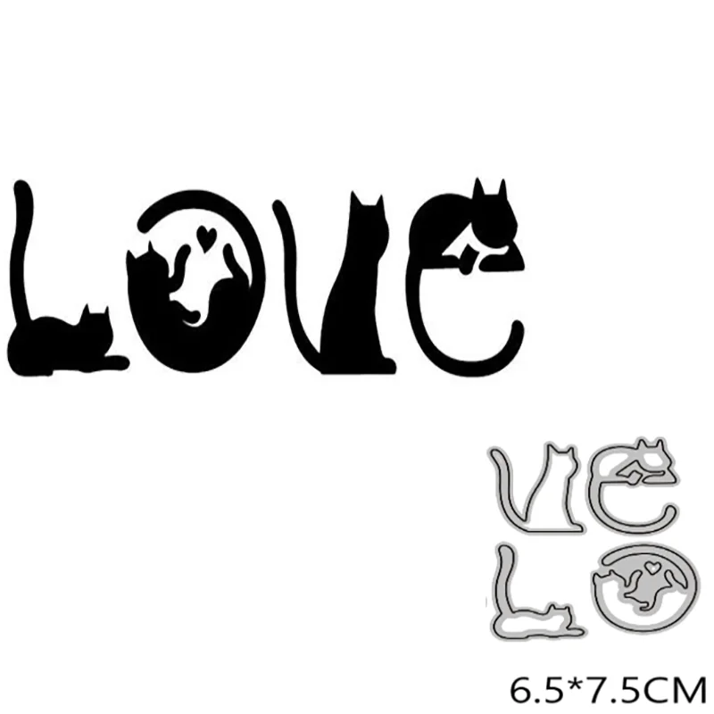 

Love kitten 2021 Metal Cutting Dies Stencil Scrapbooking DIY Album Stamp Paper Card Mold Embossing Decor