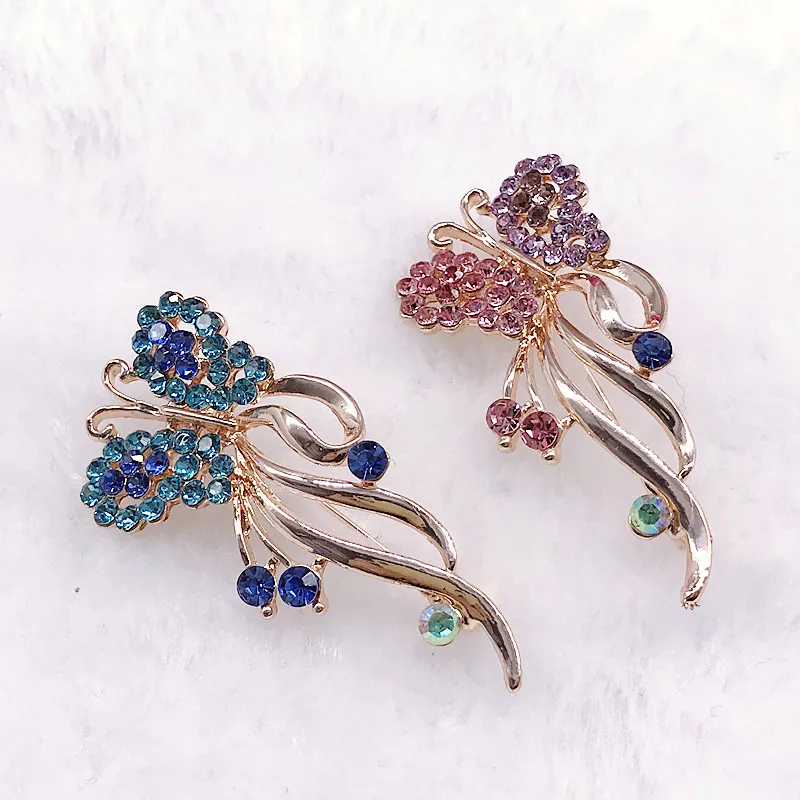 Женская позолоченная брошь в форме цветка свадебный букет стразы бижутерия