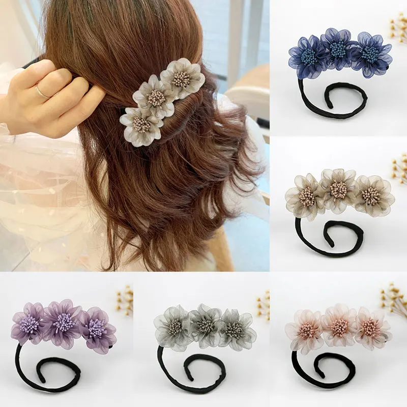 Yarn Ribbon Hair Making Tools Flower Curl Bun Head Band Donut Maker Quick Messy Hairpin Foldable Rope Accessories |