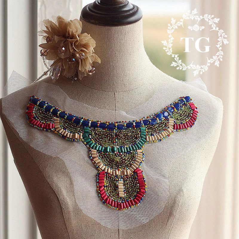 Китайский национальный тип тяжелый бисерный кружевной воротник вышитый