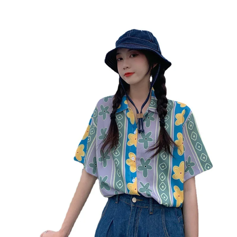

2021 summer new trend fashion design sense niche shirt flower elegant temperament fresh top women