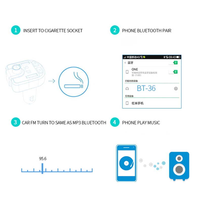 Mp3 плеер с Bluetooth автомобильный FM трансмиттер модулятор двойное зарядное